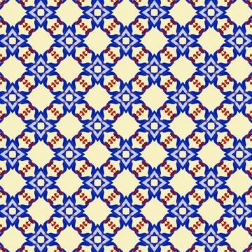 Vector textile geometric pattern in shades of blue and pale yellow Stock Illustration