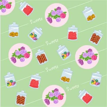 Vector Textile Pattern Candy Jars Stock Illustration