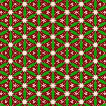 Vector textile pattern with geometric shapes in shades of red and green Illustrazione stock