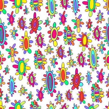 Vector texture with abstrat creative flowers seamless texture. Floral colorfu Stock Illustration