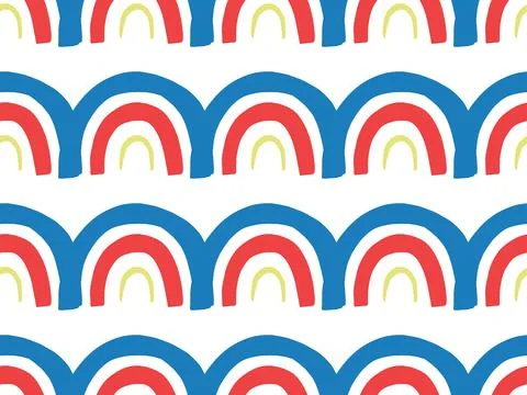 Vector texture background, seamless pattern. Hand drawn, blue, red, yellow, w Stock Illustration