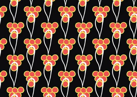 Vector texture background, seamless pattern. Hand drawn, black, red, yellow,  Stock Illustration