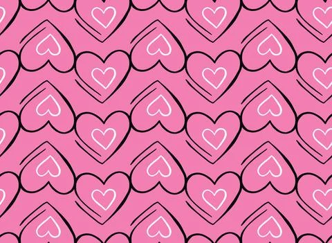 Vector texture background, seamless pattern. Hand drawn, pink, black, white c Stock Illustration