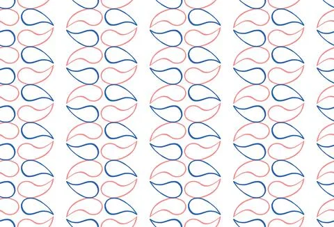 Vector texture background, seamless pattern. Hand drawn, blue, red, white col Stock Illustration