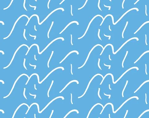 Vector texture background, seamless pattern. Hand drawn, blue, white colors. Stock Illustration