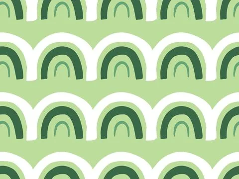 Vector texture background, seamless pattern. Hand drawn, green, white colors. Stock Illustration