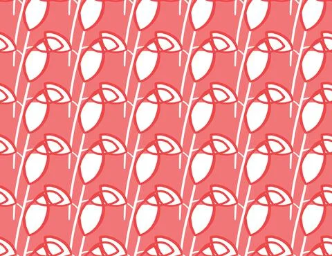 Vector texture background, seamless pattern. Hand drawn, red, white colors. Stock Illustration
