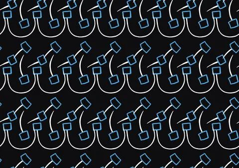 Vector texture background, seamless pattern. Hand drawn, black, blue, white c Stock Illustration