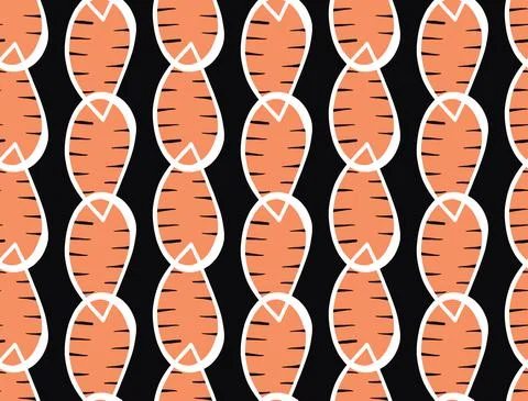 Vector texture background, seamless pattern. Hand drawn, black, orange, white Illustrazione stock