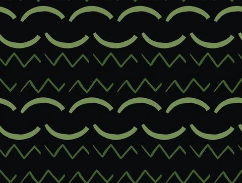 Vector texture background, seamless pattern. Hand drawn, black, green colors. Stock Illustration