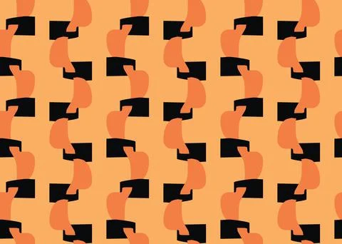 Vector texture background, seamless pattern. Hand drawn, orange, black colors Stock Illustration