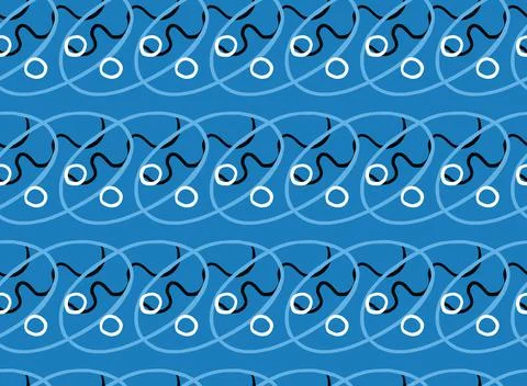 Vector texture background, seamless pattern. Hand drawn, blue, black, white c Stock Illustration