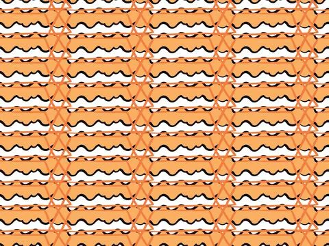 Vector texture background, seamless pattern. Hand drawn, orange, black, white Stock Illustration