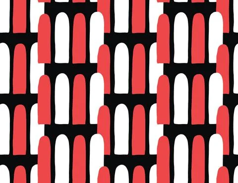 Vector texture background, seamless pattern. Hand drawn, red, black, white co Stock Illustration