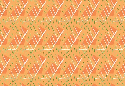 Vector texture background, seamless pattern. Hand drawn, orange, green, white Stock Illustration