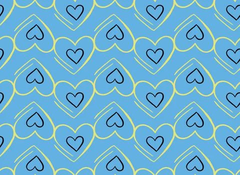 Vector texture background, seamless pattern. Hand drawn, blue, yellow, black  Stock Illustration