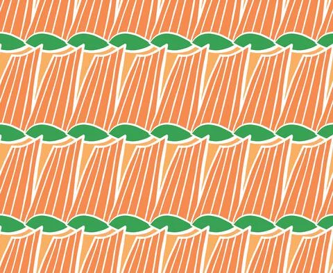 Vector texture background, seamless pattern. Hand drawn, orange, green, white Stock-Illustration
