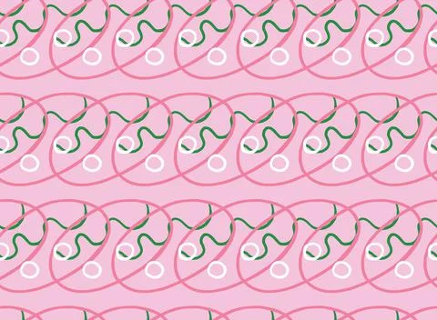 Vector texture background, seamless pattern. Hand drawn, pink, green, white c Stock Illustration