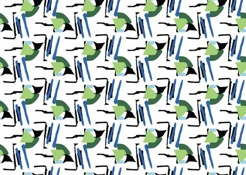 Vector texture background, seamless pattern. Hand drawn, green, blue, black,  Stock Illustration