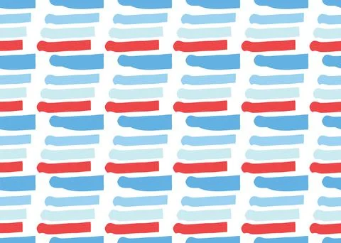 Vector texture background, seamless pattern. Hand drawn, blue, red, white col Stock Illustration