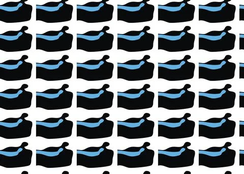 Vector texture background, seamless pattern. Hand drawn, black, blue, white c Stock Illustration