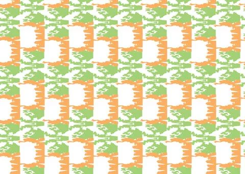 Vector texture background, seamless pattern. Hand drawn, green, orange, white Stock Illustration