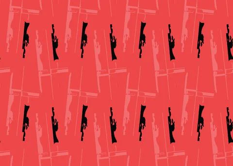 Vector texture background, seamless pattern. Hand drawn, red, black colors. Stock Illustration