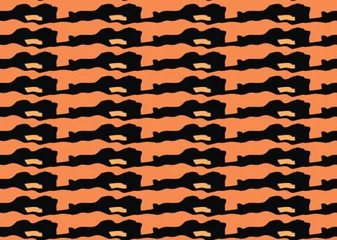 Vector texture background, seamless pattern. Hand drawn, orange, black colors Stock Illustration