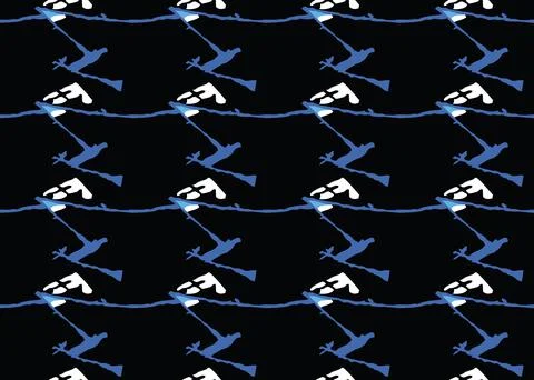 Vector texture background, seamless pattern. Hand drawn, black, blue, white c Stock Illustration