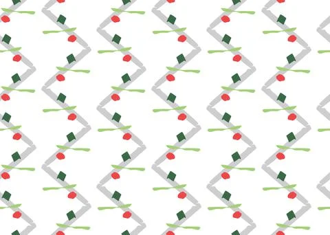 Vector texture background, seamless pattern. Hand drawn, grey, green, red, wh Illustrazione stock