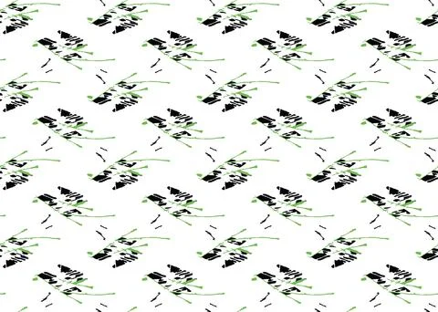 Vector texture background, seamless pattern. Hand drawn, green, black, white  Stock Illustration