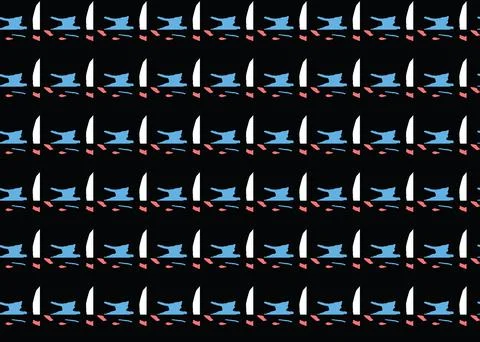 Vector texture background, seamless pattern. Hand drawn, black, blue, red, wh Stock Illustration