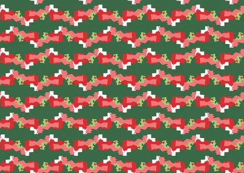 Vector texture background, seamless pattern. Hand drawn, green, red, white co Stock Illustration