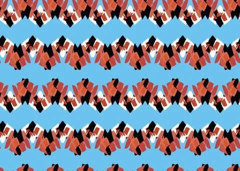 Vector texture background, seamless pattern. Hand drawn, blue, red, black, wh Stock Illustration