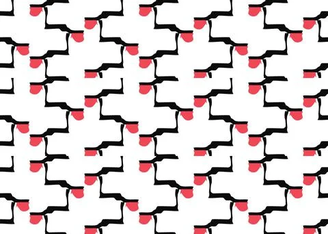 Vector texture background, seamless pattern. Hand drawn, black, red, white co Stock Illustration