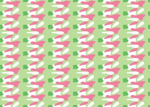 Vector texture background, seamless pattern. Hand drawn, green, pink, white c Stock Illustration