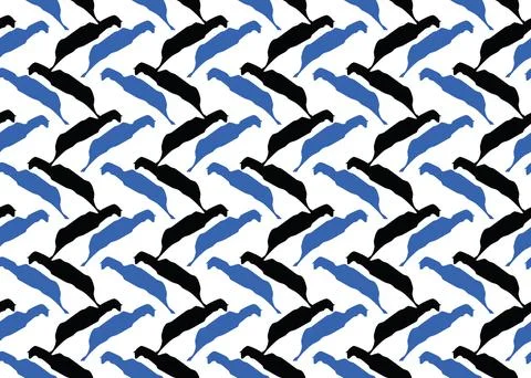 Vector texture background, seamless pattern. Hand drawn, blue, black, white c Stock Illustration