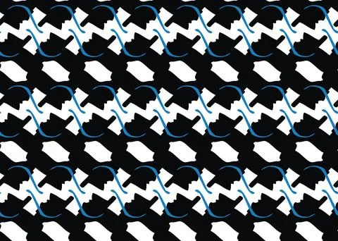 Vector texture background, seamless pattern. Hand drawn, black, blue, white c Stock Illustration