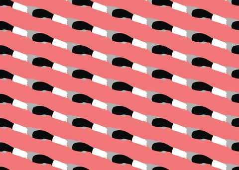 Vector texture background, seamless pattern. Hand drawn, red, black, white co Stock Illustration