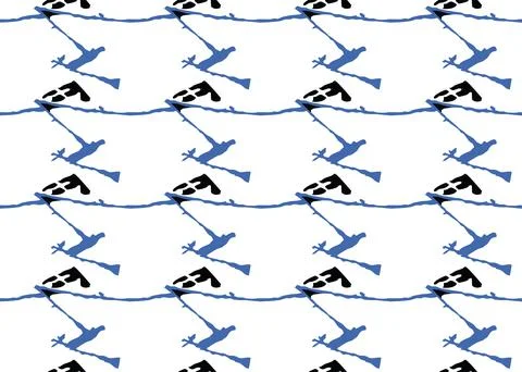 Vector texture background, seamless pattern. Hand drawn, blue, black, white c Stock Illustration