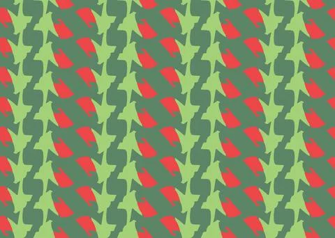 Vector texture background, seamless pattern. Hand drawn, green, red colors. Stock Illustration