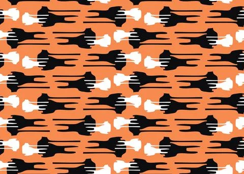 Vector texture background, seamless pattern. Hand drawn, orange, black, white Illustrazione stock