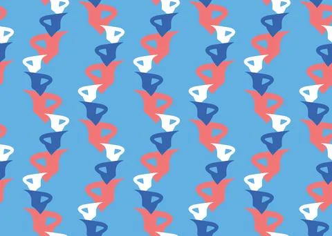 Vector texture background, seamless pattern. Hand drawn, blue, red, white col Stock Illustration