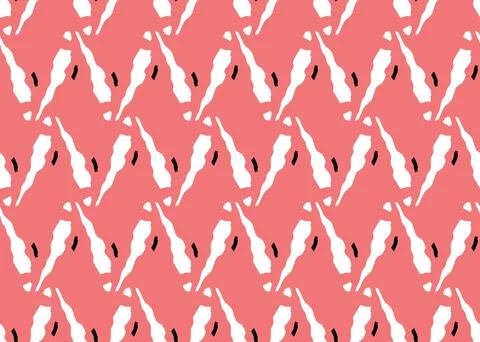 Vector texture background, seamless pattern. Hand drawn, red, white, black co Stock Illustration