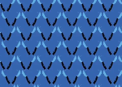 Vector texture background, seamless pattern. Hand drawn, blue, black colors. Stock Illustration
