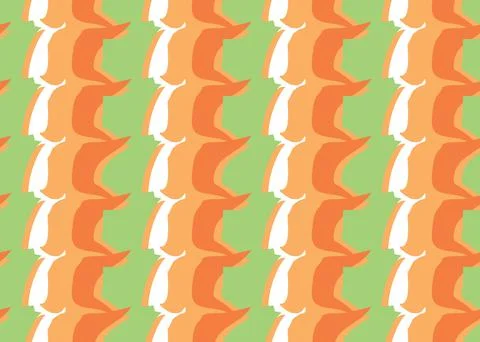 Vector texture background, seamless pattern. Hand drawn, orange, green, white Stock Illustration
