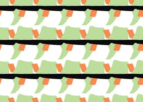 Vector texture background, seamless pattern. Hand drawn, green, orange, black Stock Illustration