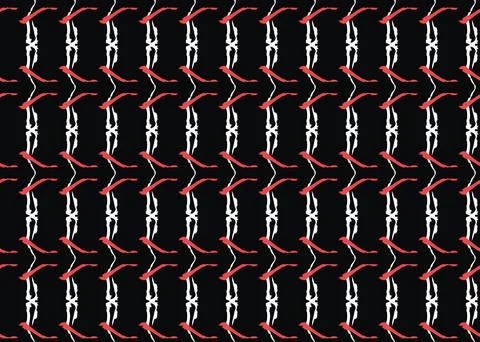 Vector texture background, seamless pattern. Hand drawn, black, red, white co Stock Illustration