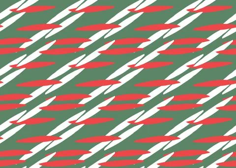 Vector texture background, seamless pattern. Hand drawn, green, red, white co Stock Illustration