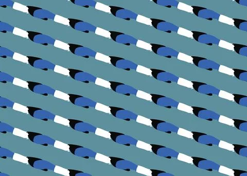 Vector texture background, seamless pattern. Hand drawn, blue, black, white c Stock Illustration